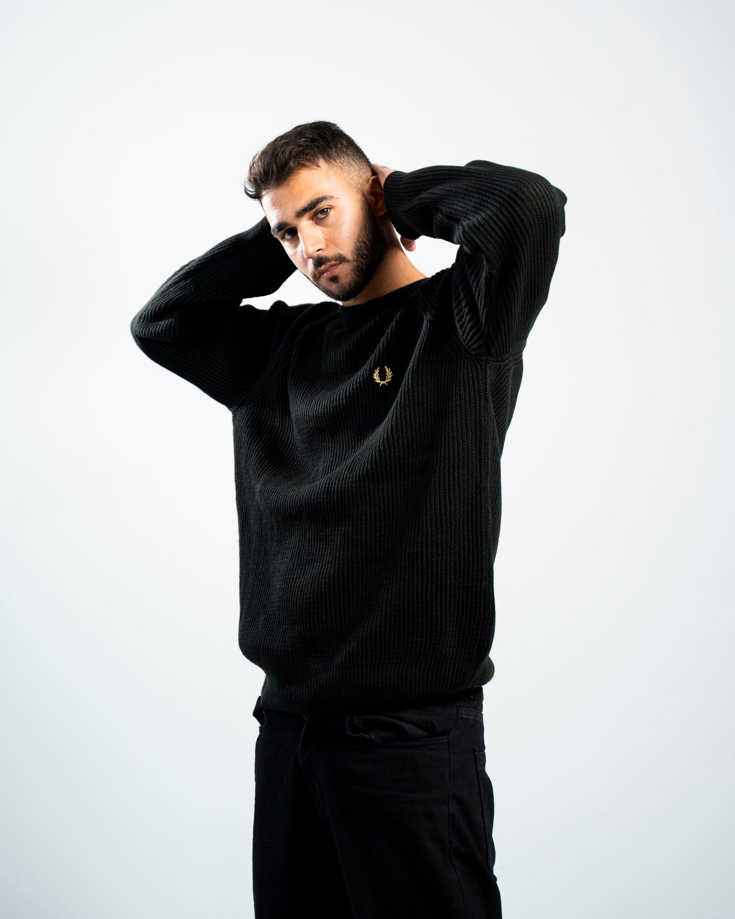 FredPerry Knitted Crewneck in Black