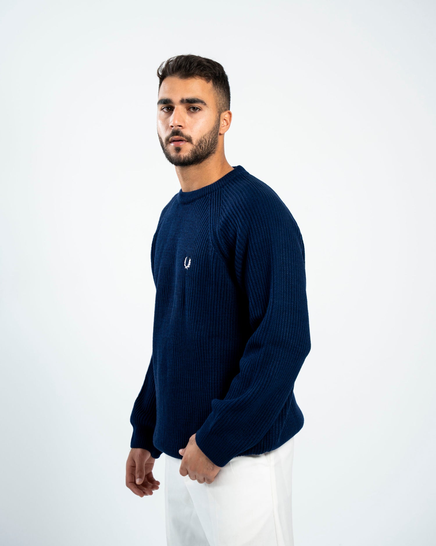 FredPerry Knitted Crewneck in Navy