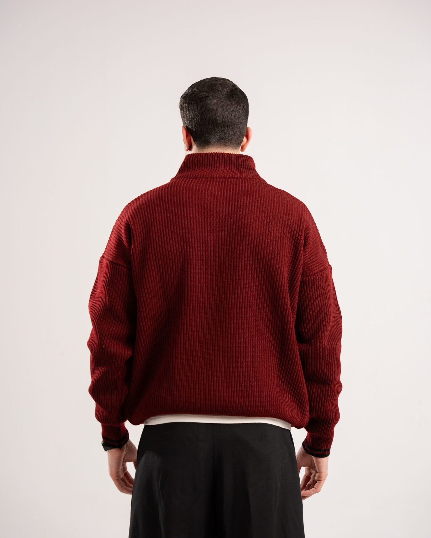 FredPerry Burgundy Knitted Quarter Zipper