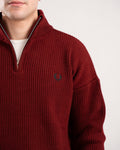 FredPerry Burgundy Knitted Quarter Zipper