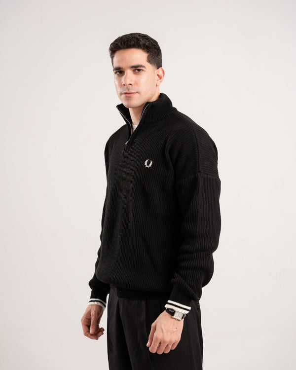 FredPerry Black Knitted Quarter Zipper