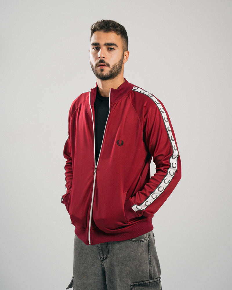 FredPerry Taped Jacket In Maroon Red