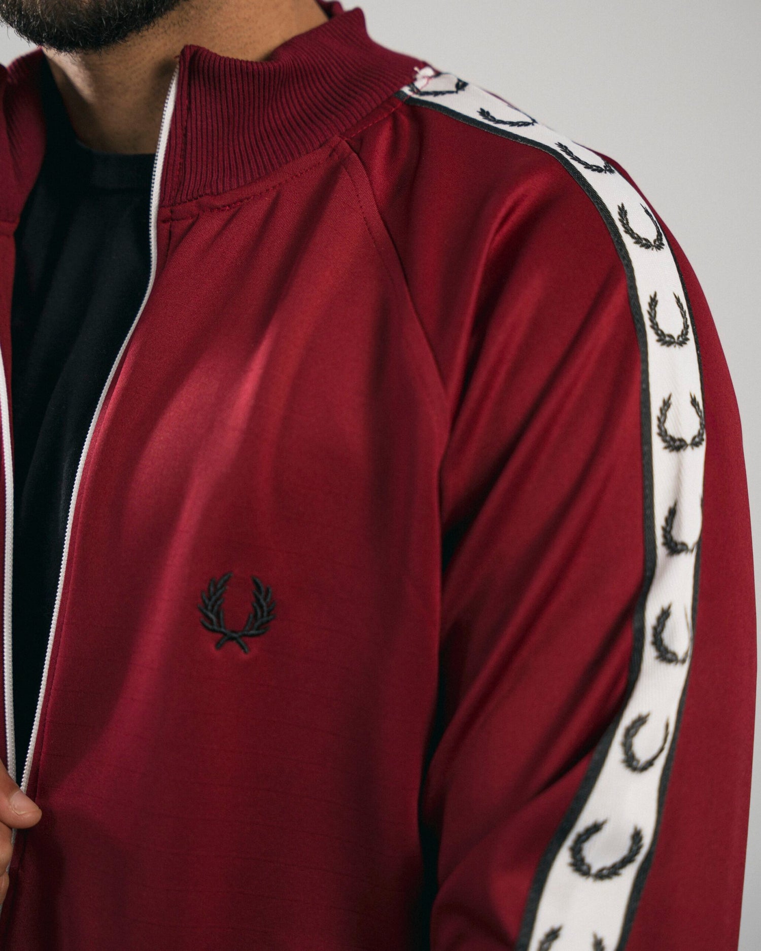 FredPerry Taped Jacket In Maroon Red
