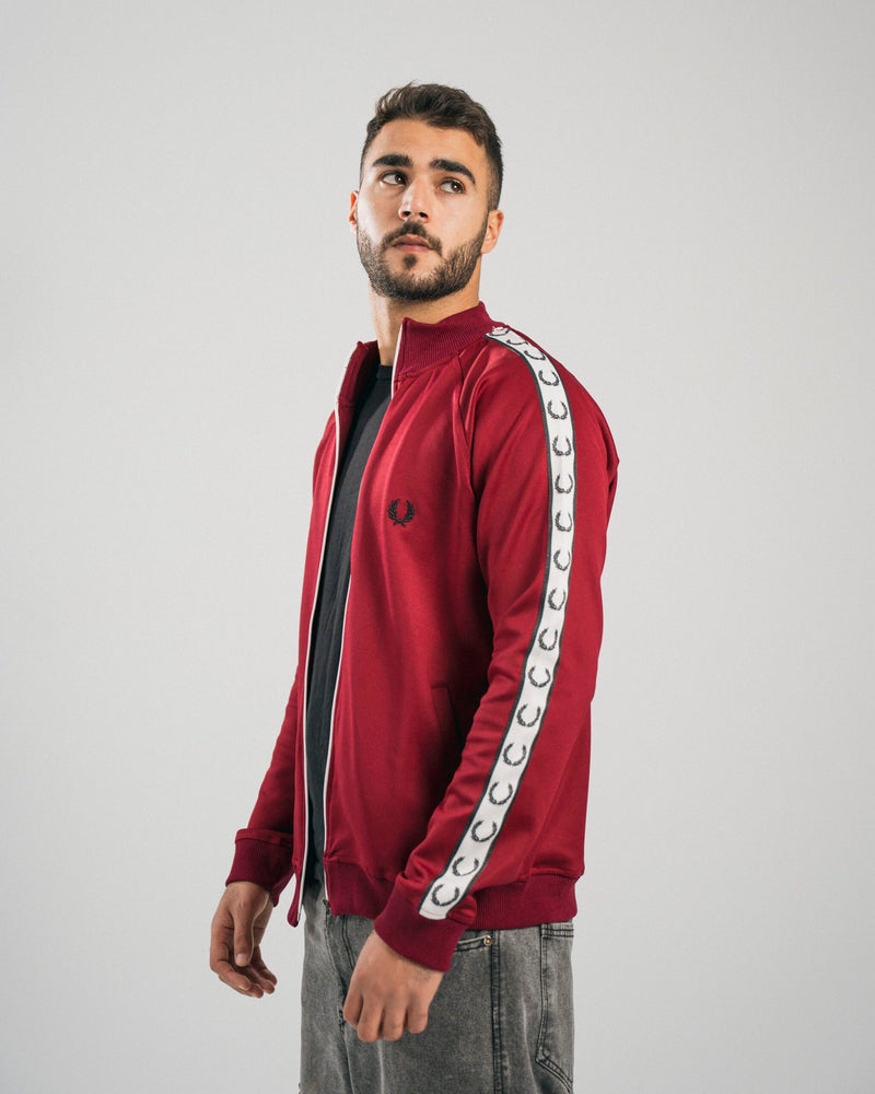 FredPerry Taped Jacket In Maroon Red