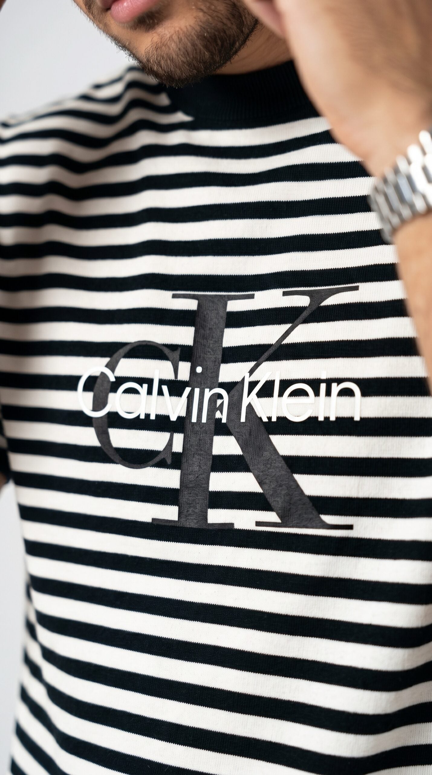 Knitted Calvin Klein T-Shirt in Olive Green