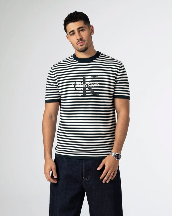 Knitted Calvin Klein T-Shirt in Olive Green