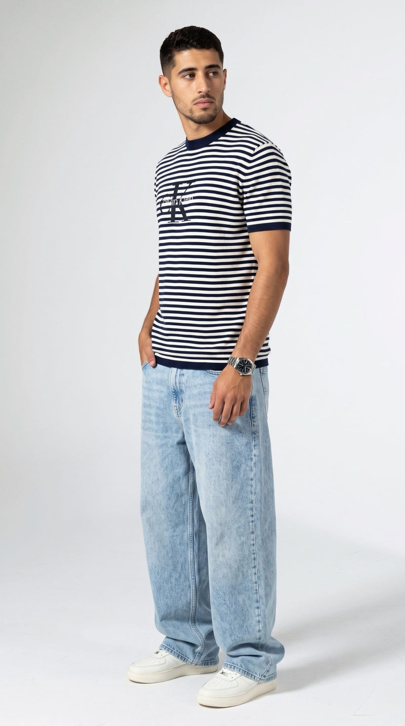 Knitted Calvin Klein T-Shirt in Navy
