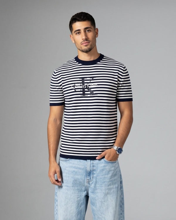 Knitted Calvin Klein T-Shirt in Navy