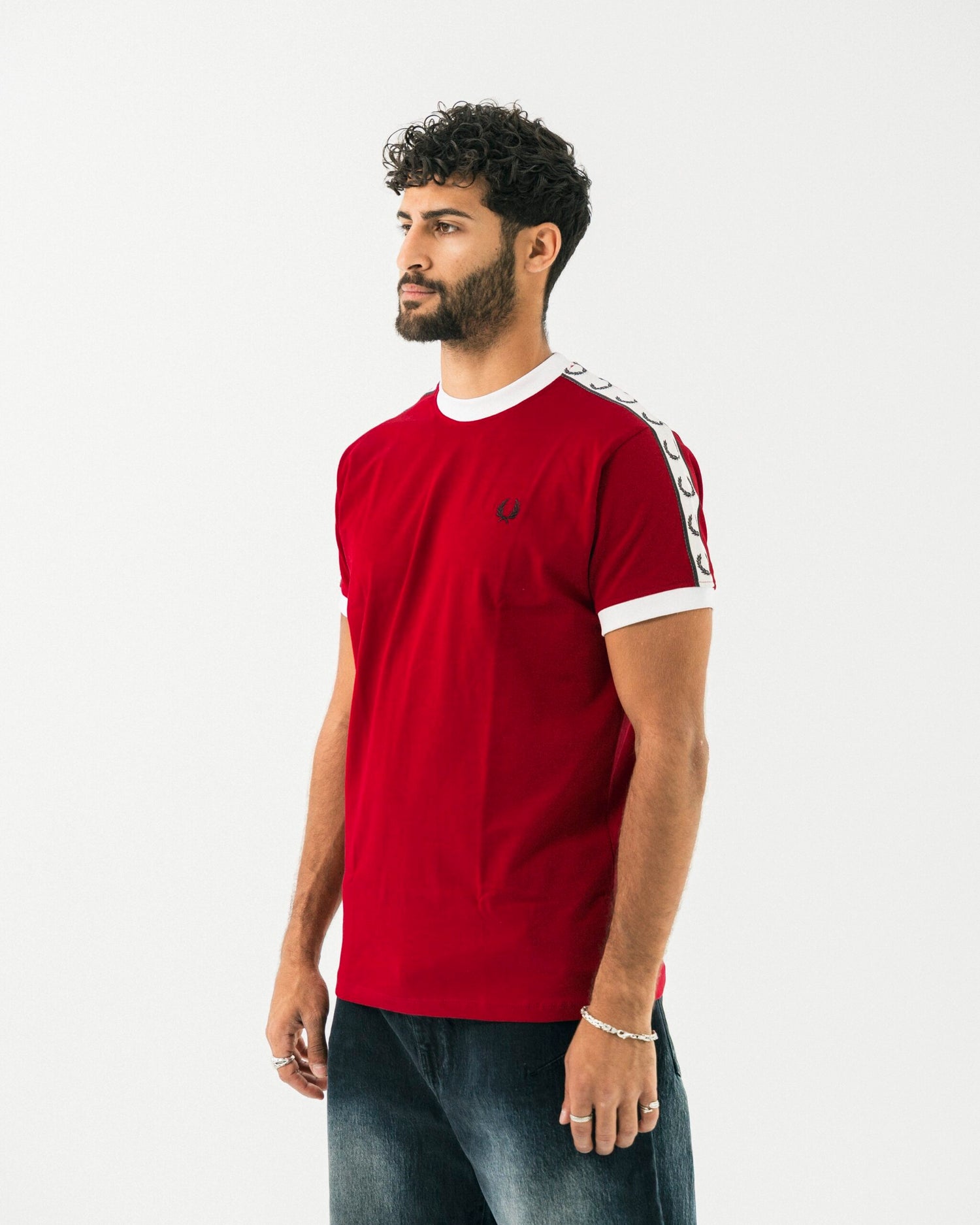 FredPerry Taped T-shirt In Maroon