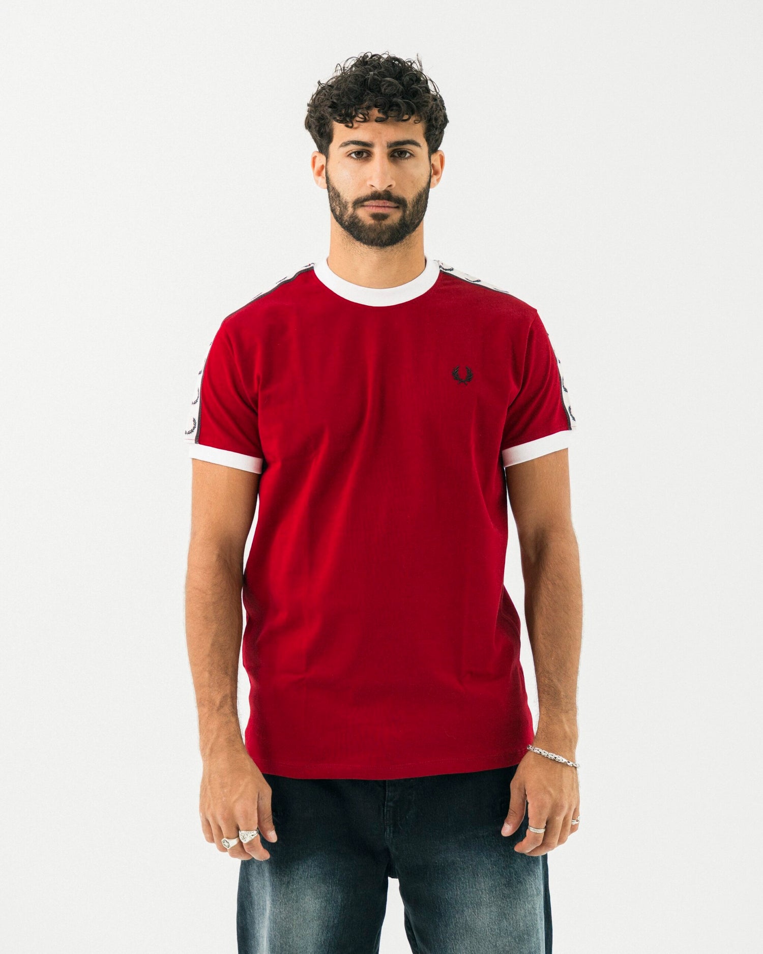 FredPerry Taped T-shirt In Maroon