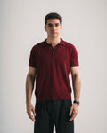 FredPerry Knitted Polo in Maroon Red