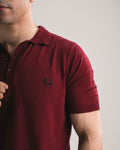 FredPerry Knitted Polo in Maroon Red