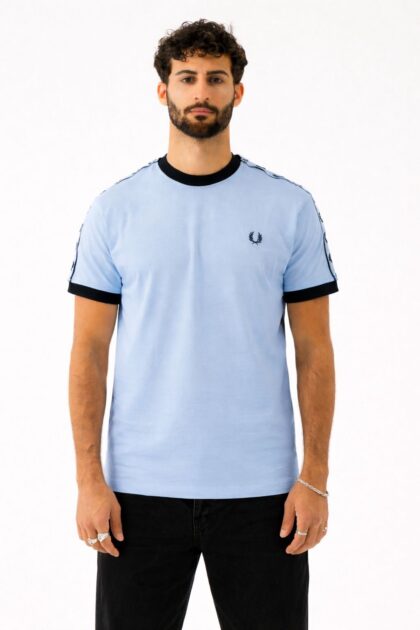 FredPerry Taped T-shirt In Baby Blue