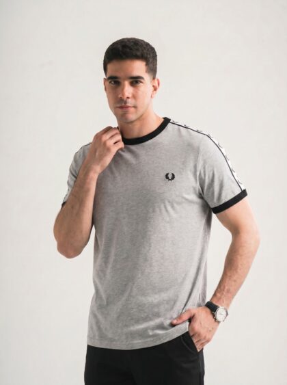 FredPerry Taped T-shirt In Light Grey