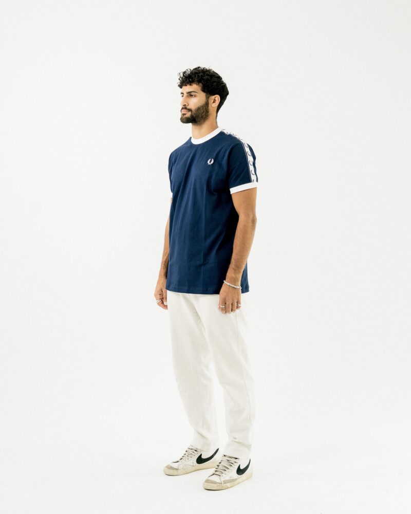 FredPerry Taped T-shirt In Navy - Image 5