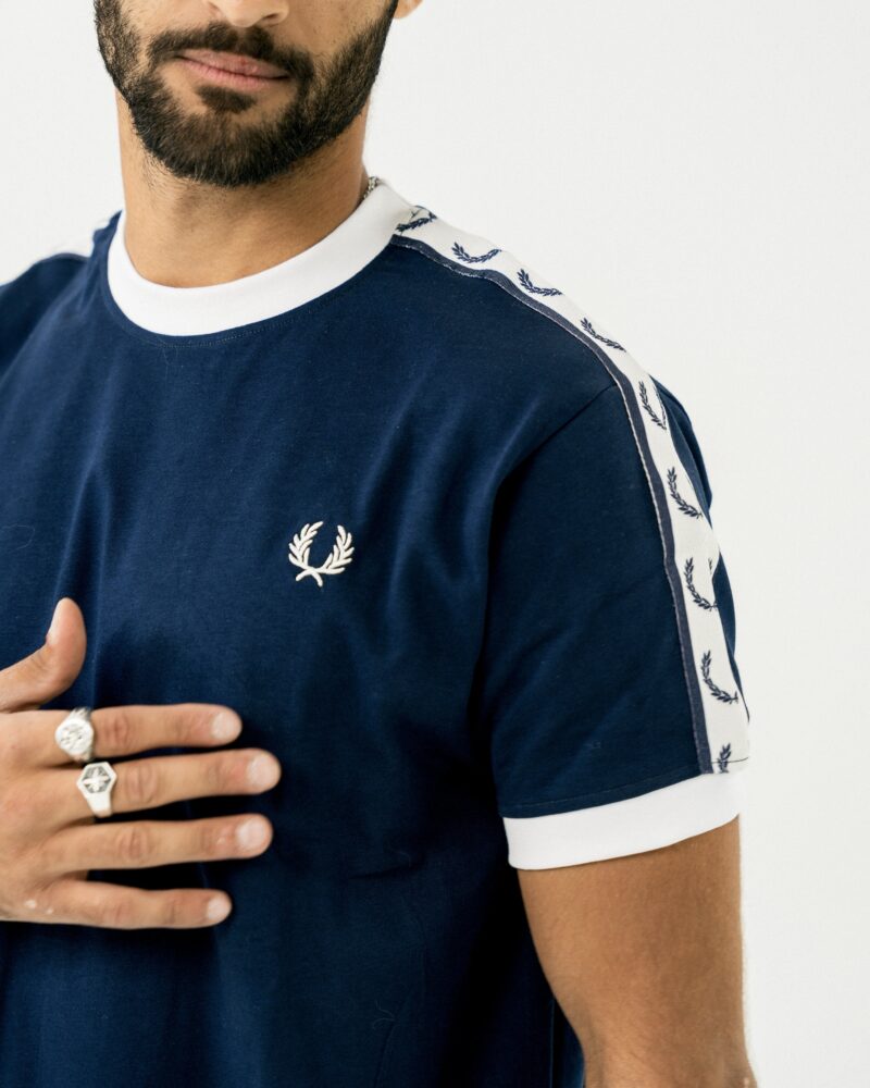 FredPerry Taped T-shirt In Navy - Image 2
