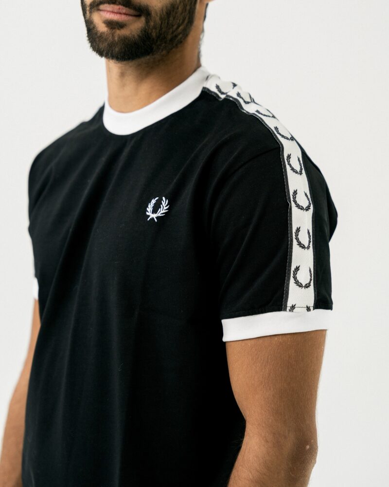 FredPerry Taped T-shirt In Black - Image 3