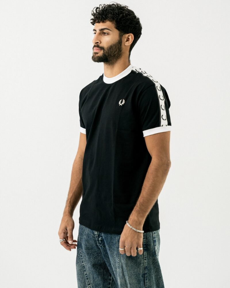 FredPerry Taped T-shirt In Black - Image 5