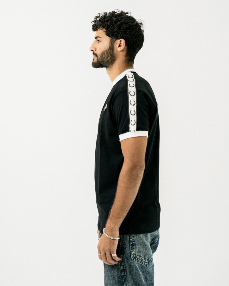 FredPerry Taped T-shirt In Black - Image 2