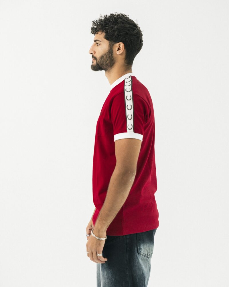 FredPerry Taped T-shirt In Maroon - Image 2