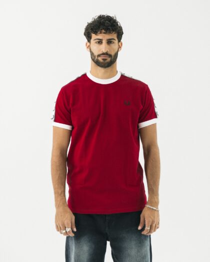 FredPerry Taped T-shirt In Maroon