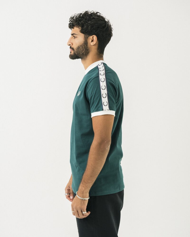 FredPerry Taped T-shirt In Green - Image 3