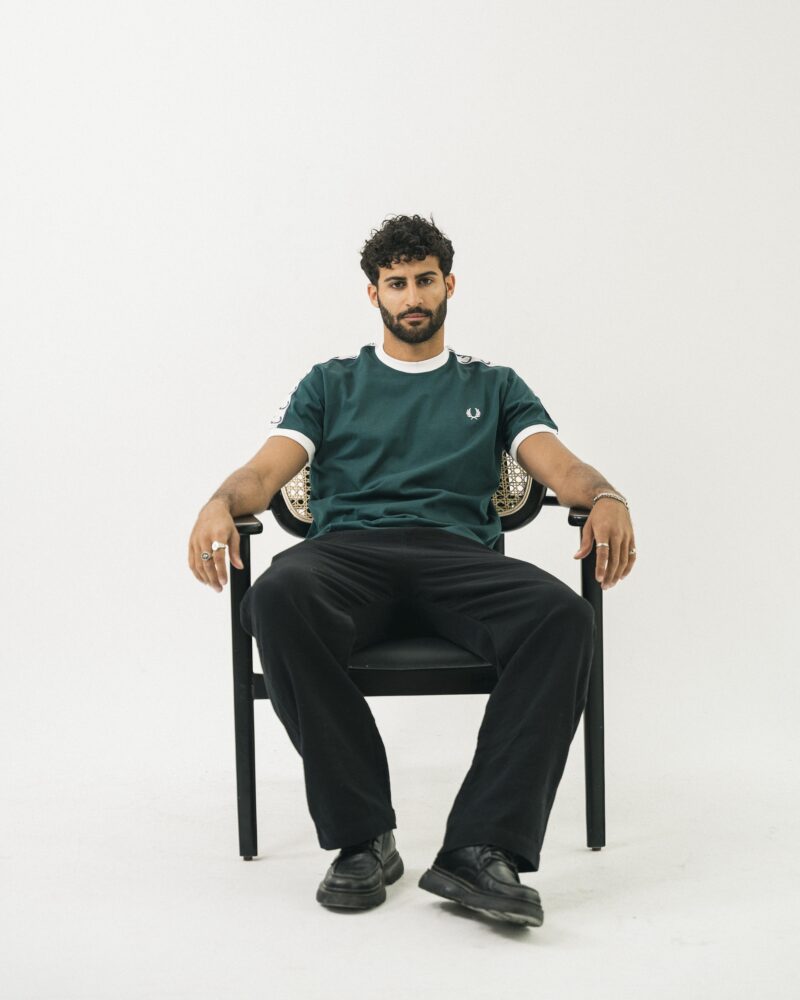 FredPerry Taped T-shirt In Green - Image 4
