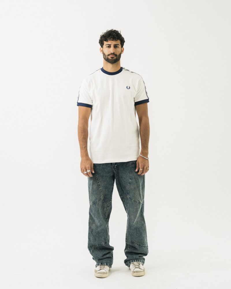 FredPerry Taped T-shirt In White - Image 5