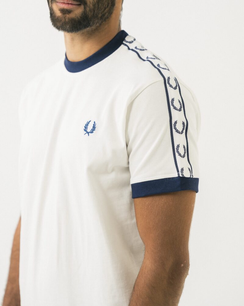 FredPerry Taped T-shirt In White - Image 4