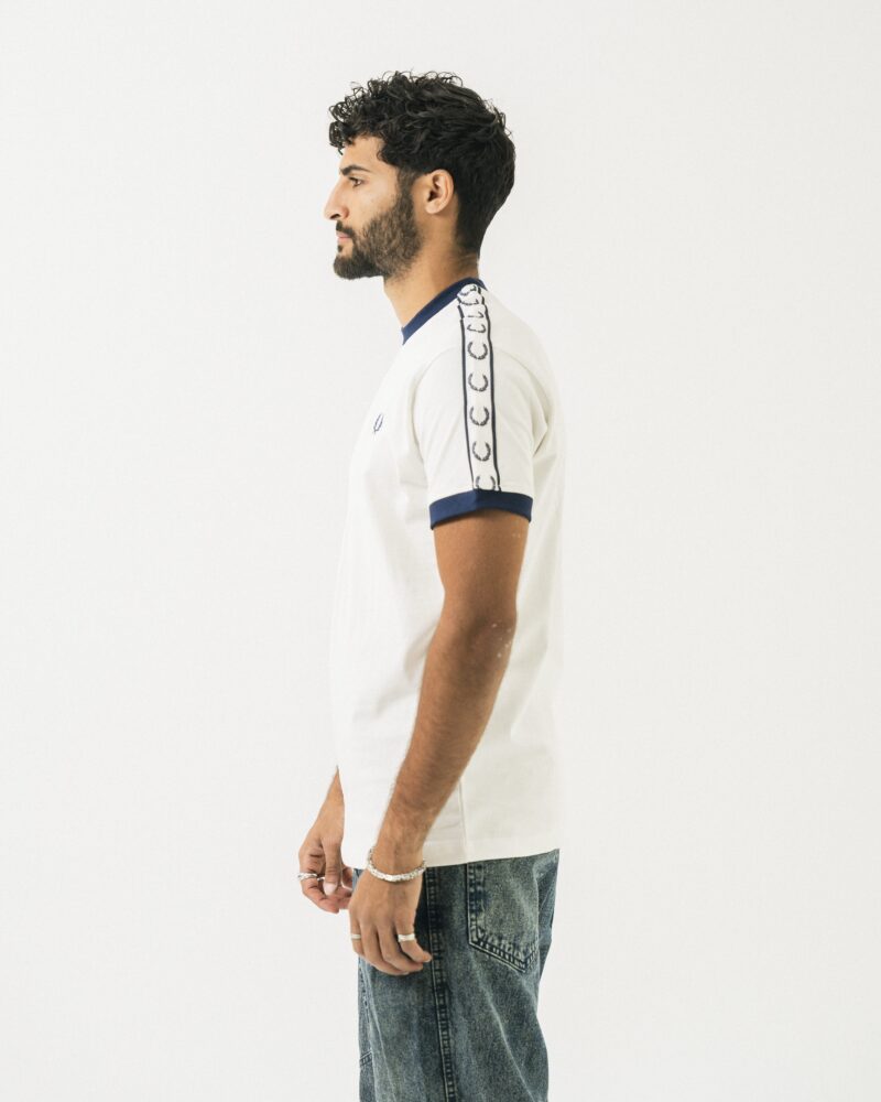 FredPerry Taped T-shirt In White - Image 2