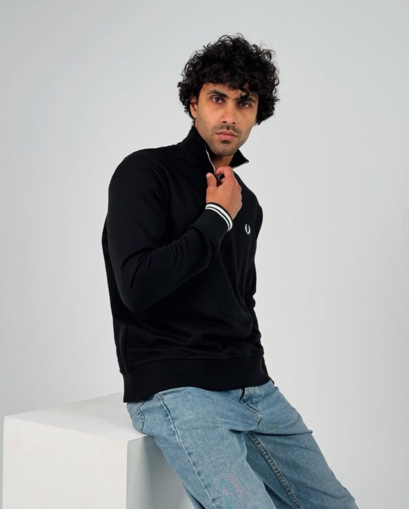 Fred Perry Quarter Zipper in Black - Image 3