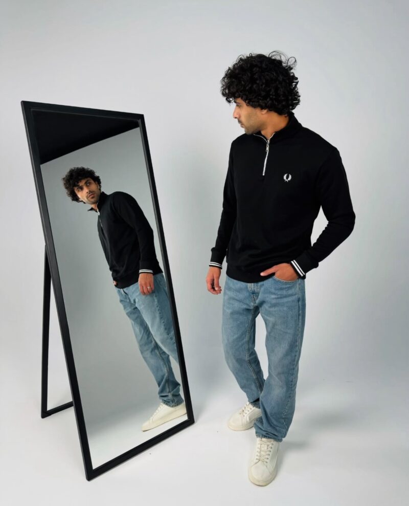 Fred Perry Quarter Zipper in Black - Image 2