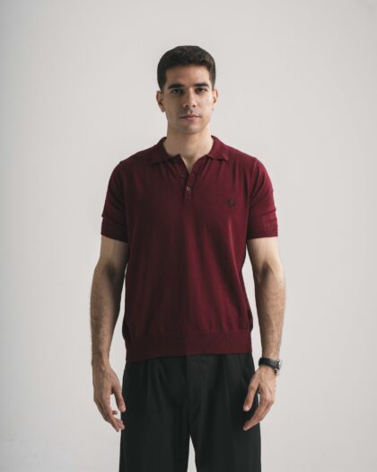 FredPerry Knitted Polo in Maroon Red