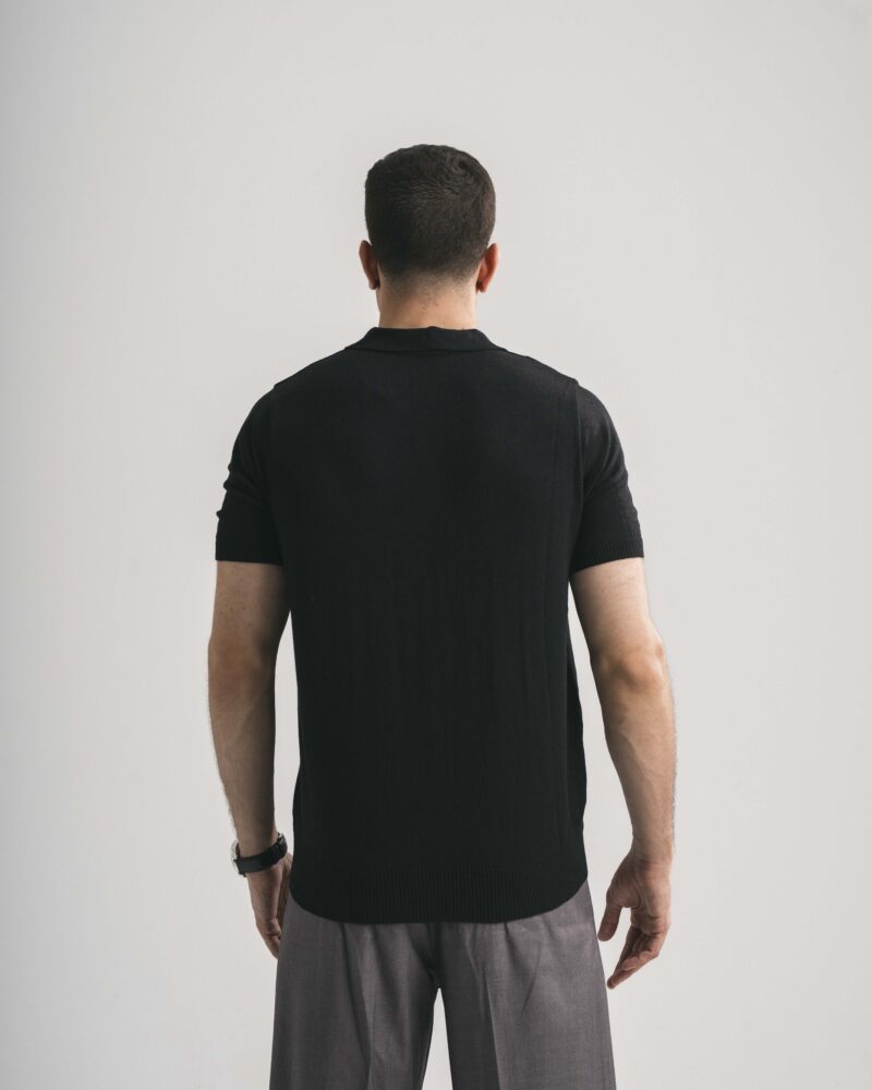 FredPerry Knitted Polo T-Shirt in Black - Image 4