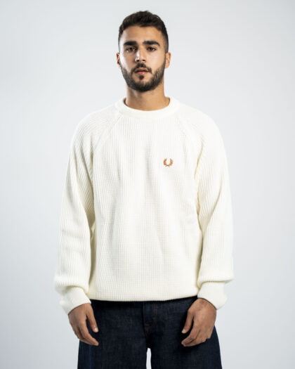 FredPerry Knitted Crewneck in Off-White