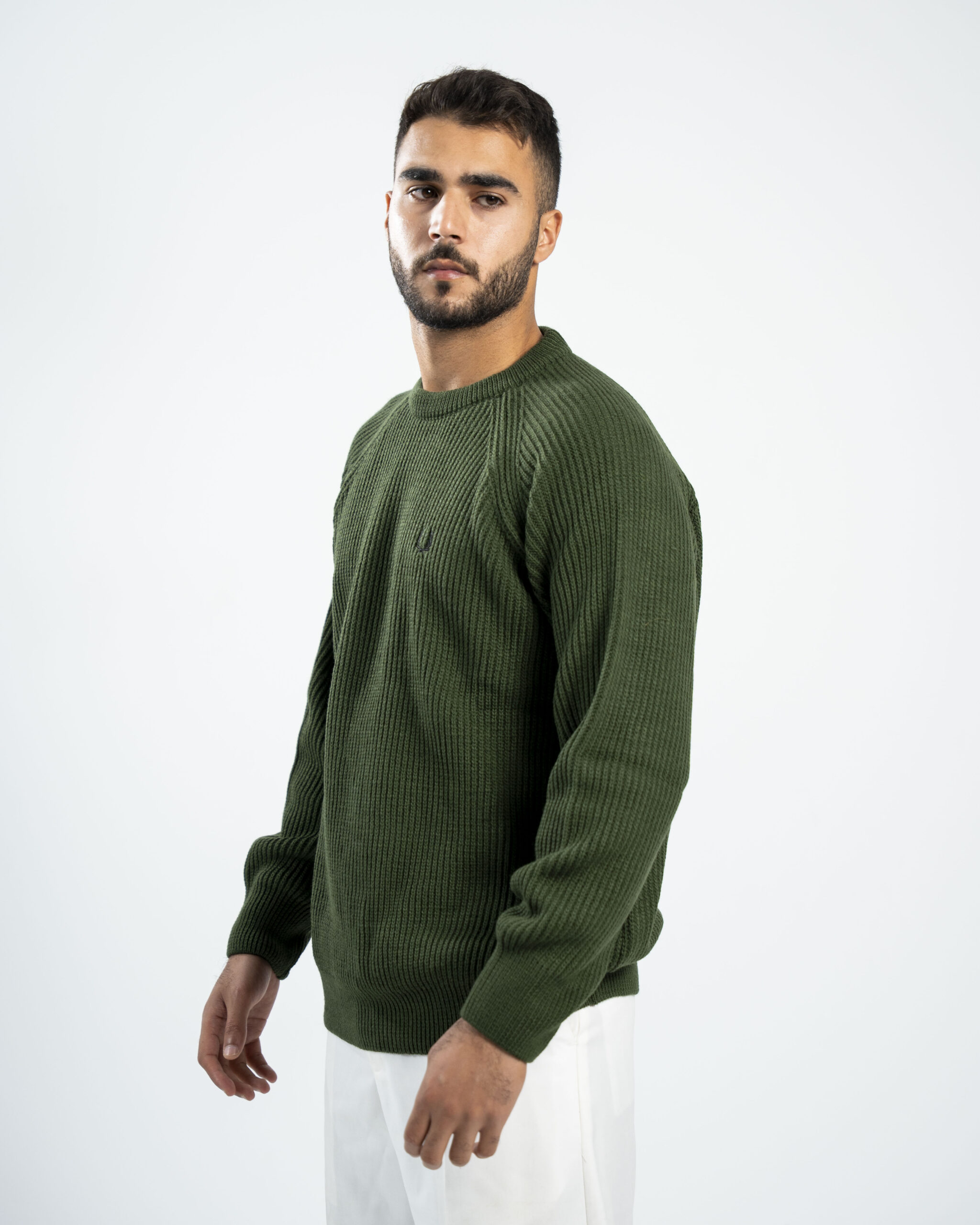 FredPerry Knitted Crewneck in Green - Image 2