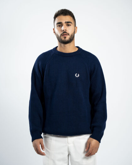 FredPerry Knitted Crewneck in Navy