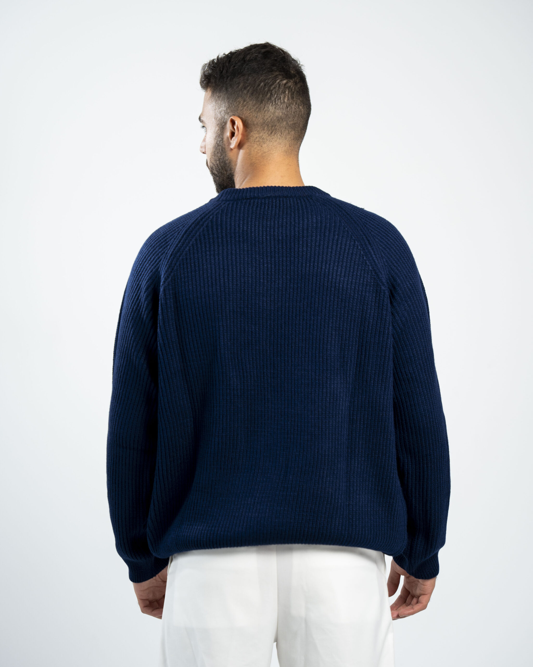 FredPerry Knitted Crewneck in Navy - Image 3